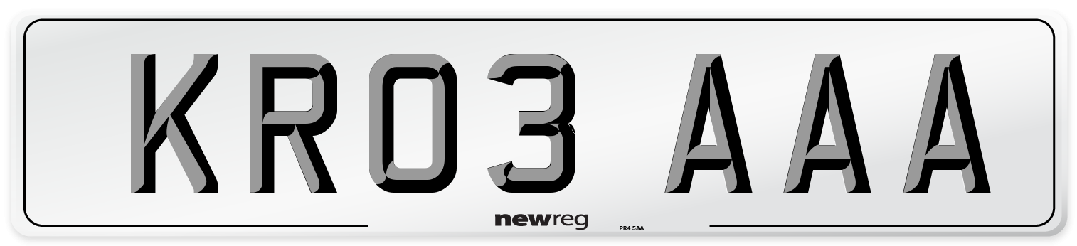 KR03 AAA Number Plate from New Reg